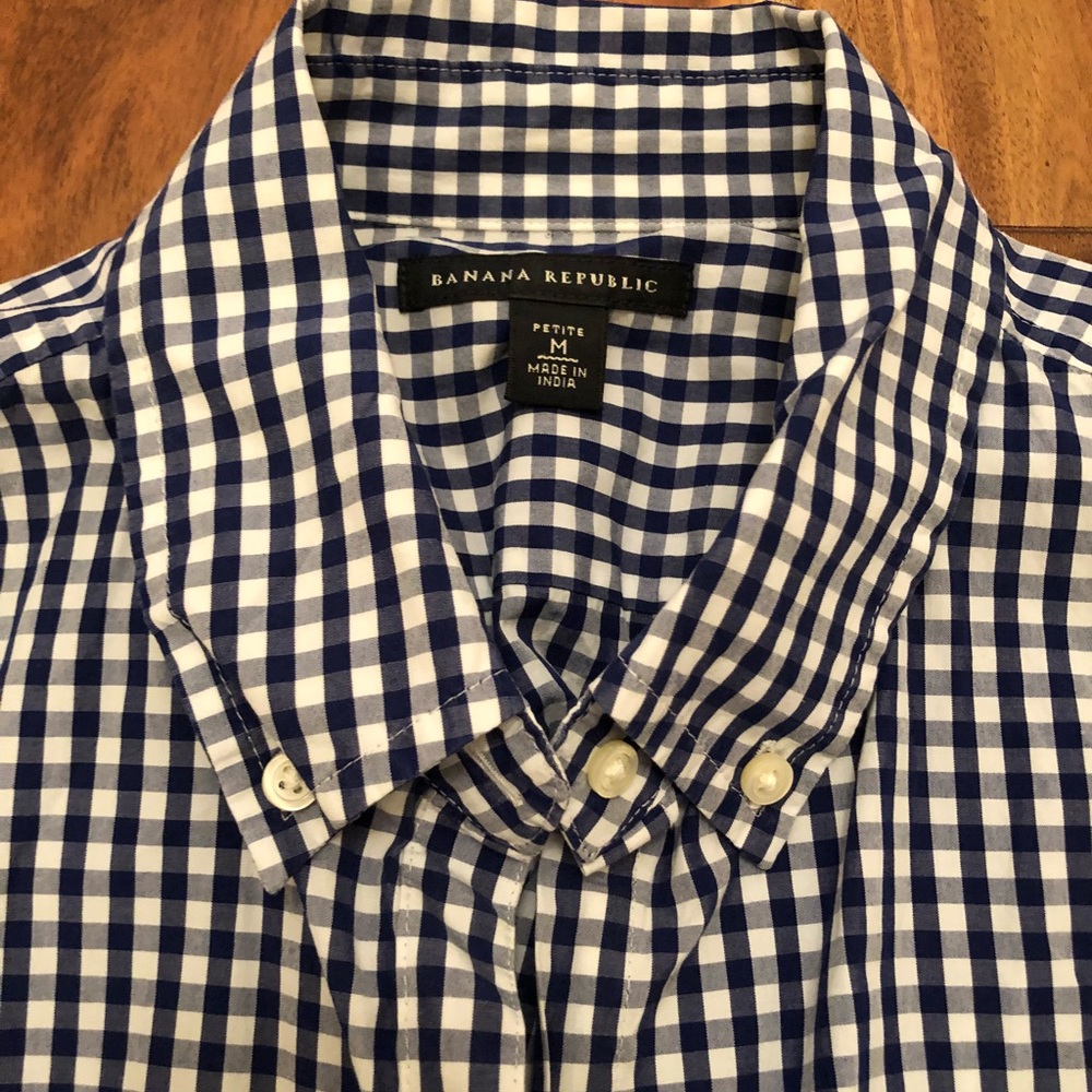 Blue check button down. - Picture 2 of 3